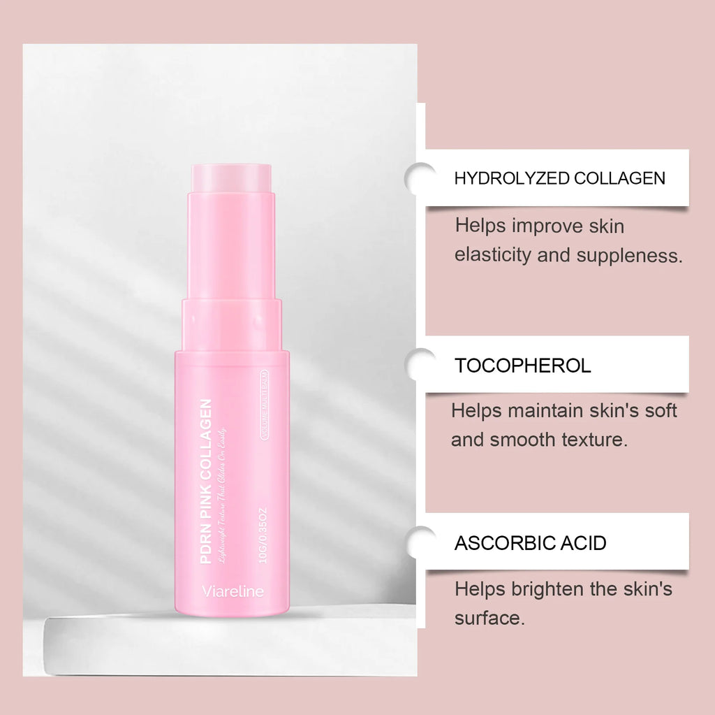 Pink lightweight moisturizing stick, nourishes and hydrates to care for dry facial and neck skin, texture is delicate, smooth, a Oasis Select