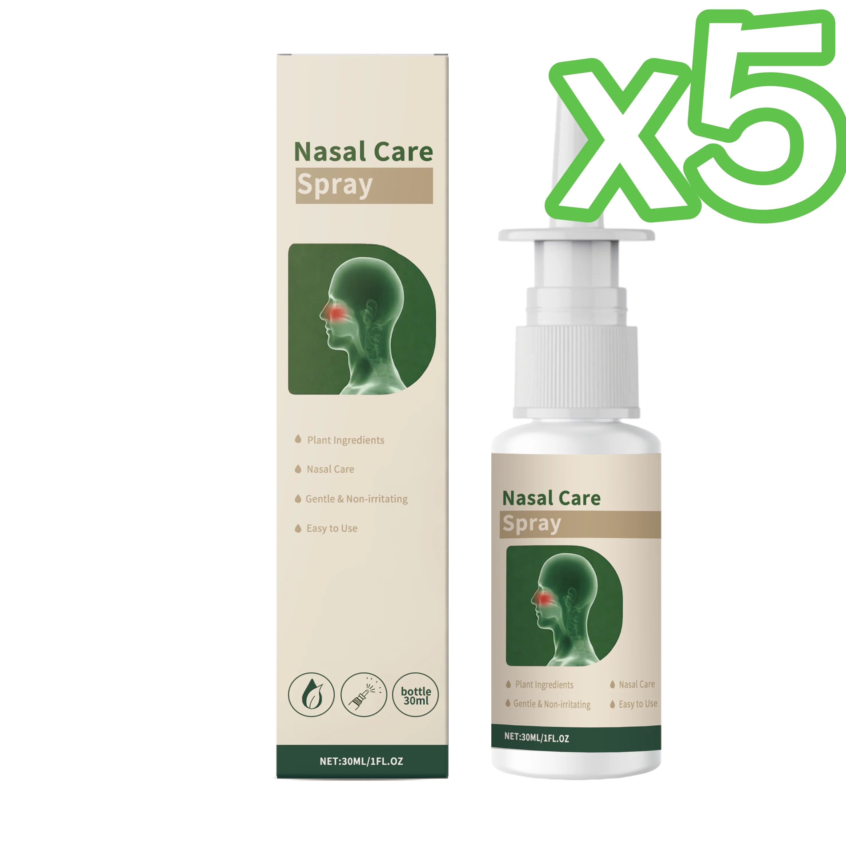 Plant-Based Nasal Cleaning Spray – Congestion & Sinus Relief Nasal Care Spray Oasis Select 30ml boxed x 5pcs