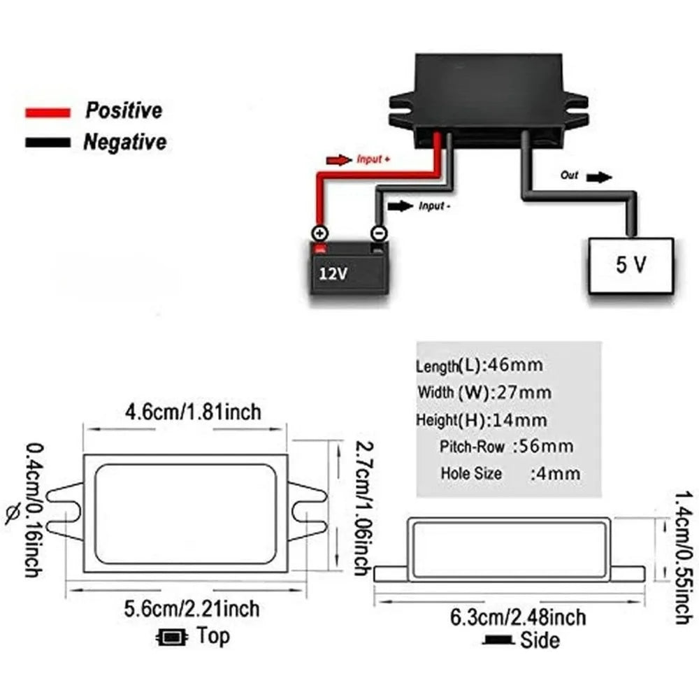DC/DC 12V (8-23V) Step Down To 3A Converter Module With USB-C Output Compatible With many Cell Phones And Personal Electronics Oasis Select