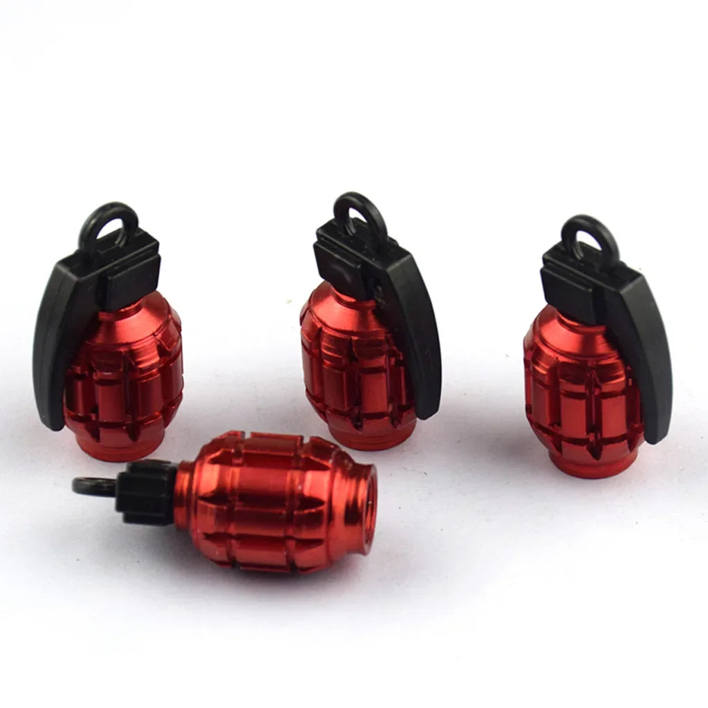 Grenade Tire Valve Caps for Car Motorcycle Bike Aluminum Valve Stem Caps for American Valves Car-styling Parts Accessories Oasis Select Red