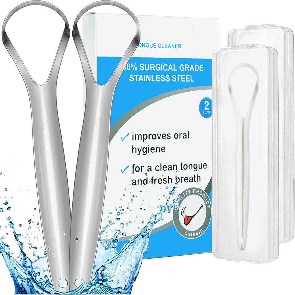 2pcs Tongue Scraper, Stainless Steel Tongue Cleaner Professional Reduce Bad Breath Metal Tongue Scrapers, Improve Oral Hygiene Oasis Select Default Title