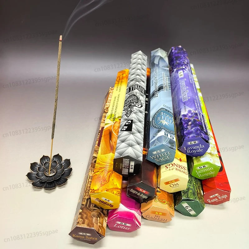 6 Small Box of Sandalwood Incense in A Large Box，GR Handmade Lavender/White Sage/Palo Santo Sticks Perfect for Home, Office Yoga Oasis Select