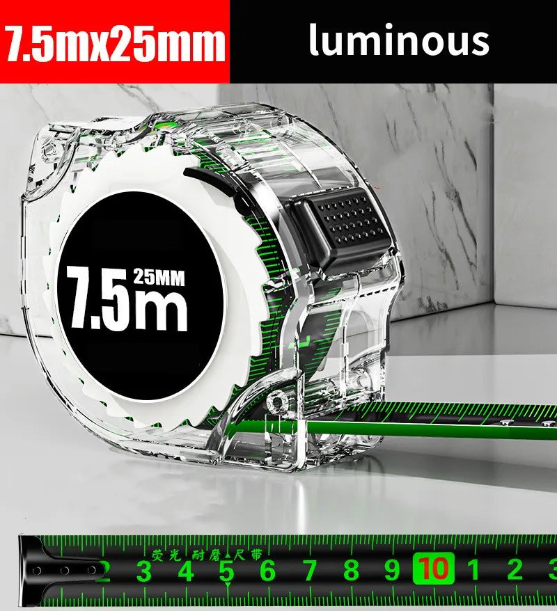 10M Black Fluorescent Tape Measure High Precision Thickened Tape Measure Wear-resistant and Drop-proof Tape Measure Oasis Select Luminous 7.5Mx25MM
