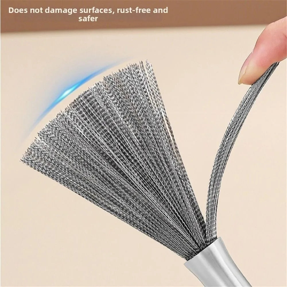 Stainless Steel Kitchen Cleaning Brush Long Handle Anti-Rust Dish Washing Brush One-piece Molded Steel Wire Pot Cleaning Tool Oasis Select
