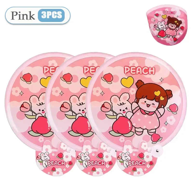 1-20PCS Mini Handheld Folding Fan with Handle Cute Portable Chinese Style Summer Cooling Gift for Travel Outdoor Party Essential Oasis Select Pink-3PCS
