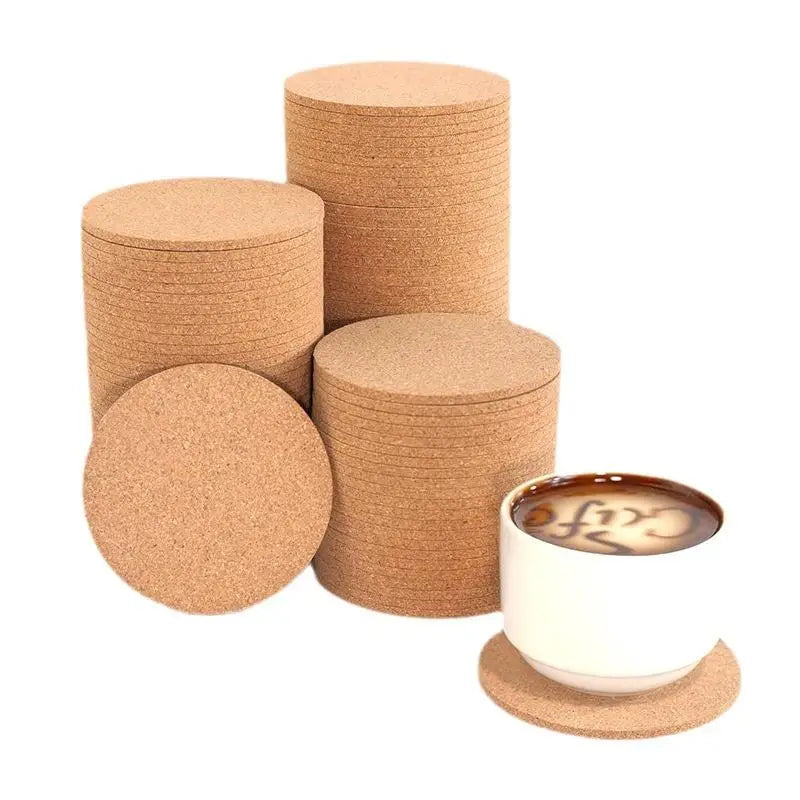 10PCS Natural round Wooden Cup Mat Non-Slip Cork Coaster Durable Mug Drinks Holder for Table Decor DIY Set of 10 Tableware Oasis Select