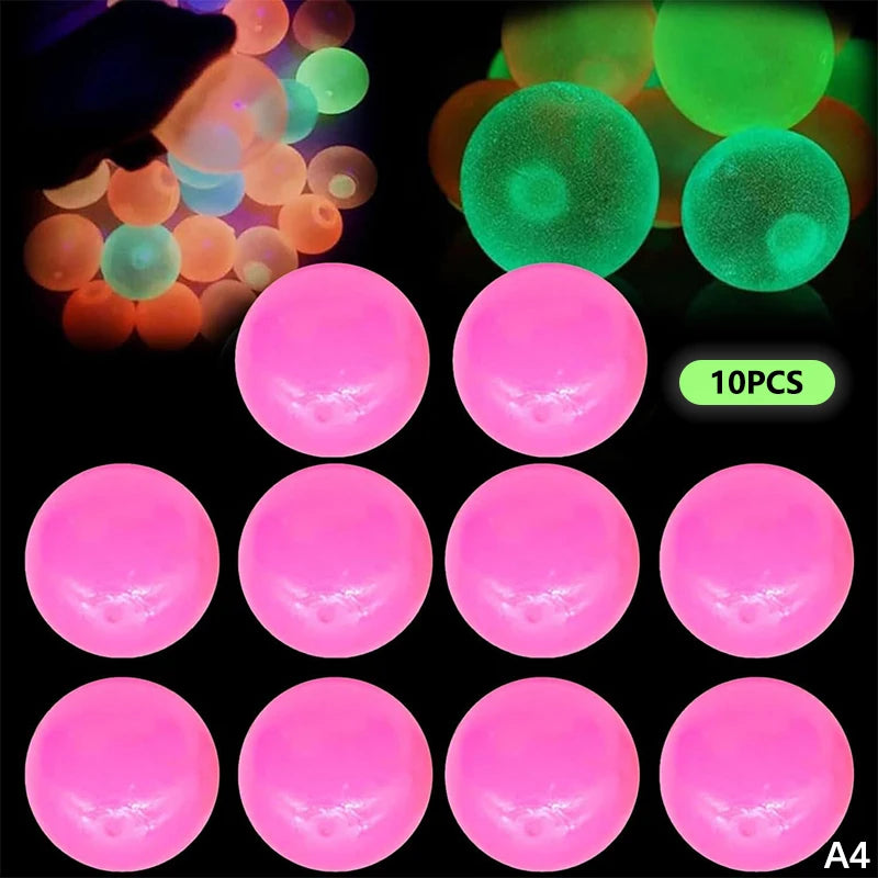 5/10Pcs Glow-in-the-Dark Sticky Ceiling Balls Fidget Toys Stress Relief Sensory Wall & Ceiling Decor Glows Balls Oasis Select A4