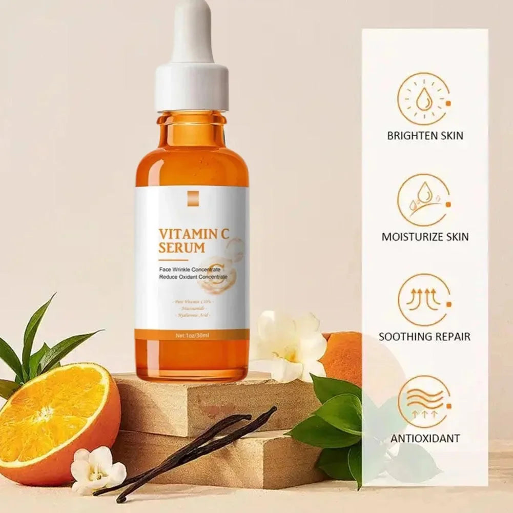 Vitamin C Wrinkle Remover Face Serum Lifting Firming Fade Fine Lines Anti-aging Essence Whitening Brighten Nourish Skin Care Oasis Select