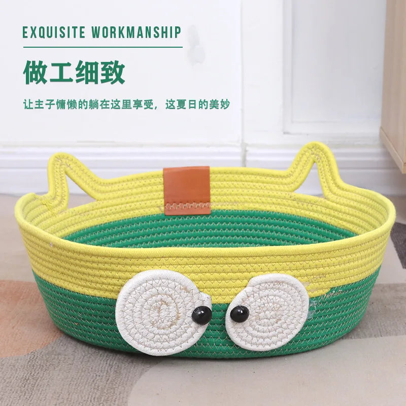 All Weather Handmade Cat Bed: Scratch - Proof & Cozy | Cute Cat Bed with Integrated Scratch Board | Washable & Warm Pet Bedding Oasis Select