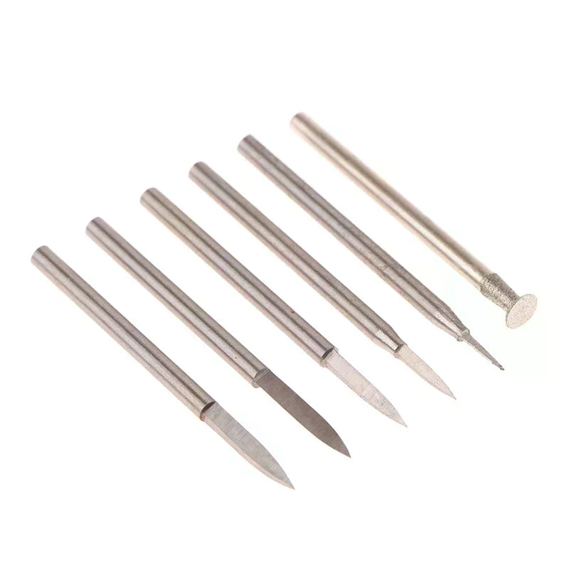 6pc Tungsten Steel Engraving Carving Knife Set Sword Shaped 1/8inch Olive Amber End Mill Router Bit Wood Milling Cutter Oasis Select