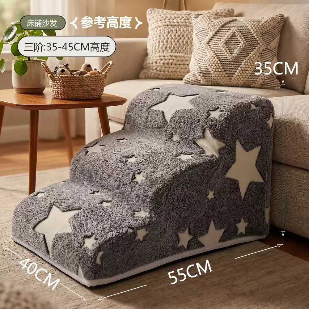 Noctilucent Pet Steps Foam Dogs Secure 2/3/4 Stairs Ramps Non-Slip Pet Star Steps for Protect Older Dogs Pet Sofa Bed Ladde Gift Oasis Select Luminous three steps