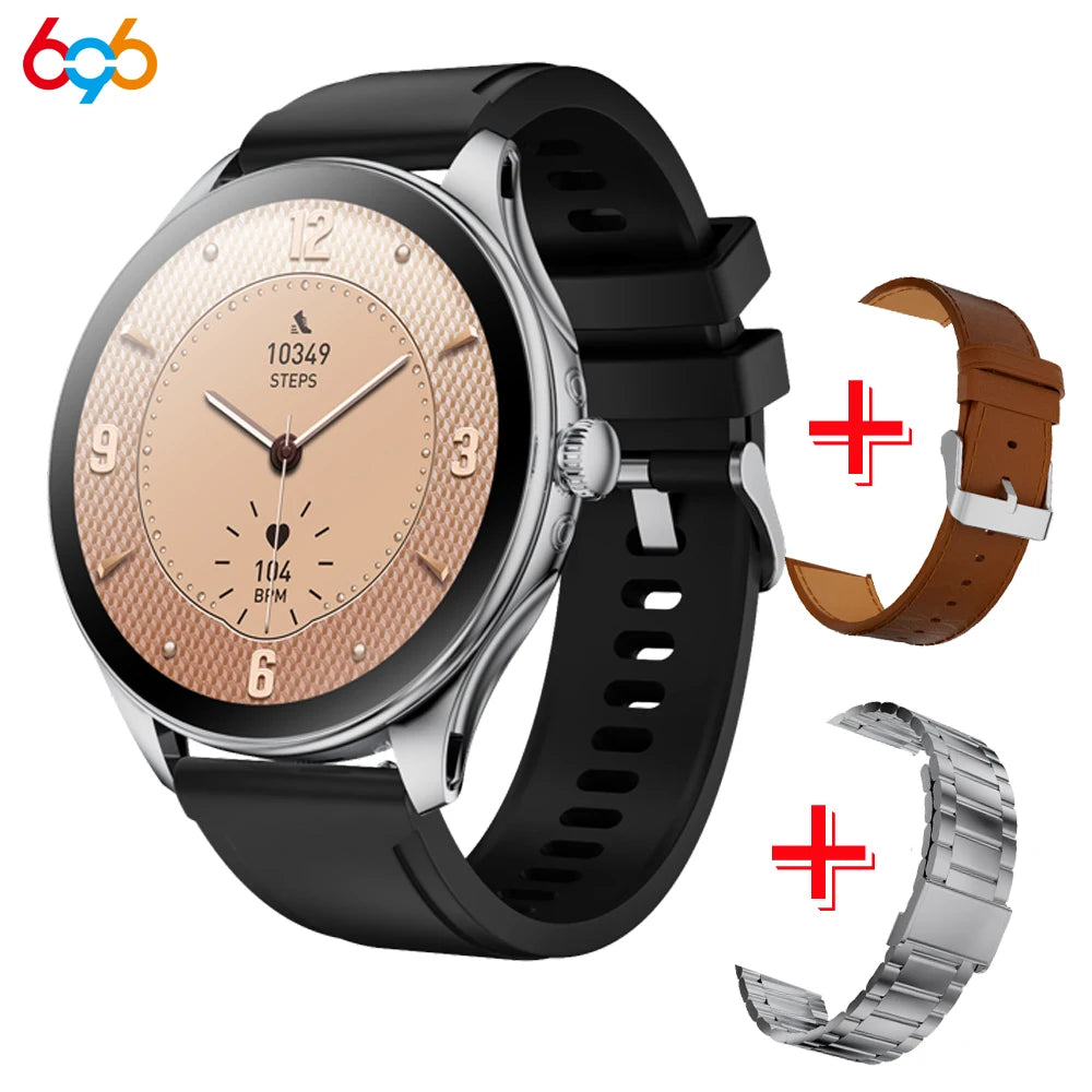 Fashion Round Bracelet AMOLED Screen Blue Tooth Call Smartwatch Women Health Monitor Music Sports Smart Watch Lady Waterproof Oasis Select SVBKS