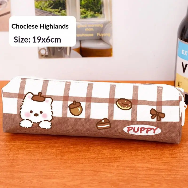 Cute Western Highland Pencil Case Student Portable Stationery Pen Box Cartoon Return To School Stationery Organizer Supplies Oasis Select A3