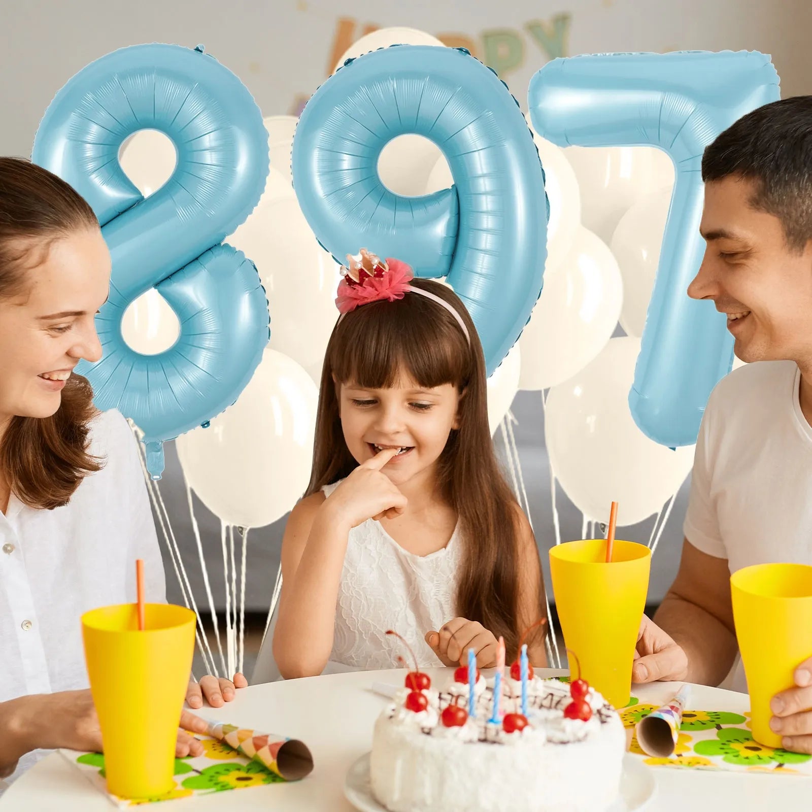 40inch Large Pearl Blue Number Balloons Jungle Safari Birthday Balloon Party Foil Balloon 0 1 2 3 4 5 6 7 8 9 globos Balls Oasis Select