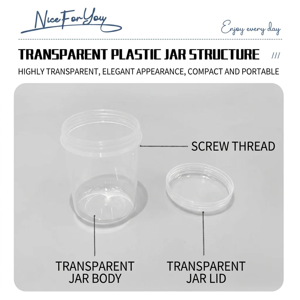 20/30/40/50mlRefillable Transparent Plastic Sealed Jars, Food Grade Thickened PP Leak-proof Containers for Travel Cosmetic Oasis Select