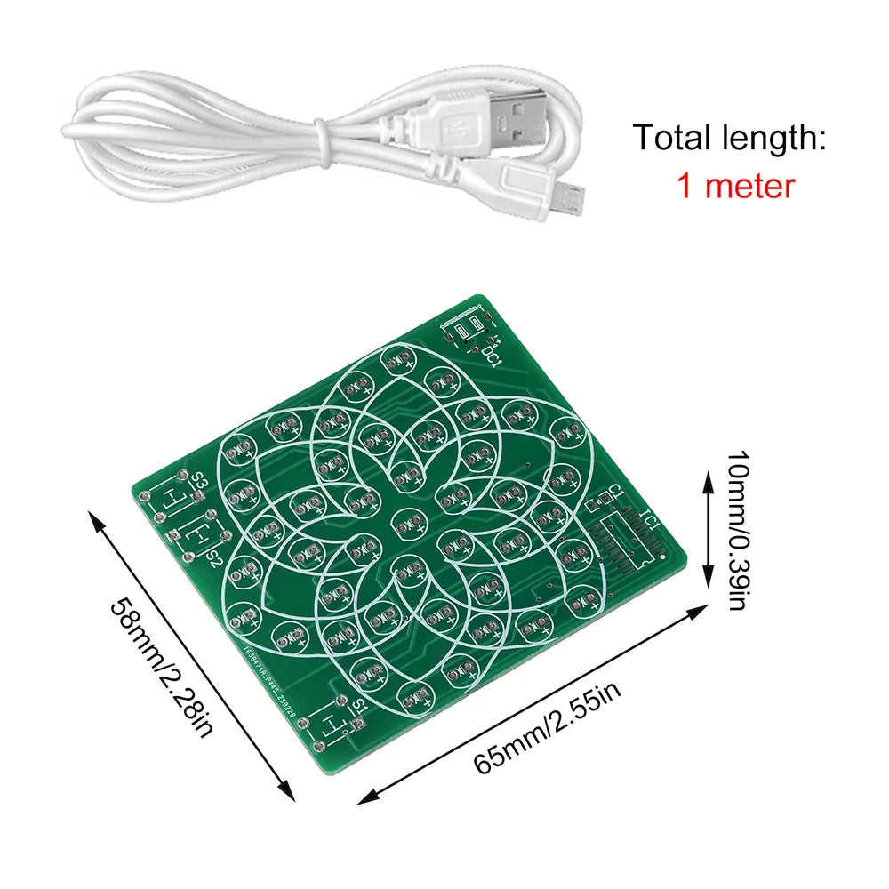 DIY Electronic Kit 43 LED Pattern Module Windmill Flowing Light Board Soldering Project Practice Set for Skills Training Oasis Select