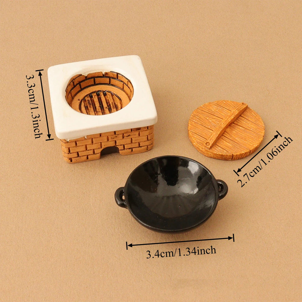 3 PCS Mini Kitchen Pot with Lid – Dollhouse Cookware for Stove, fairy garden paths,Micro Landscape & Diorama DIY Projects Oasis Select