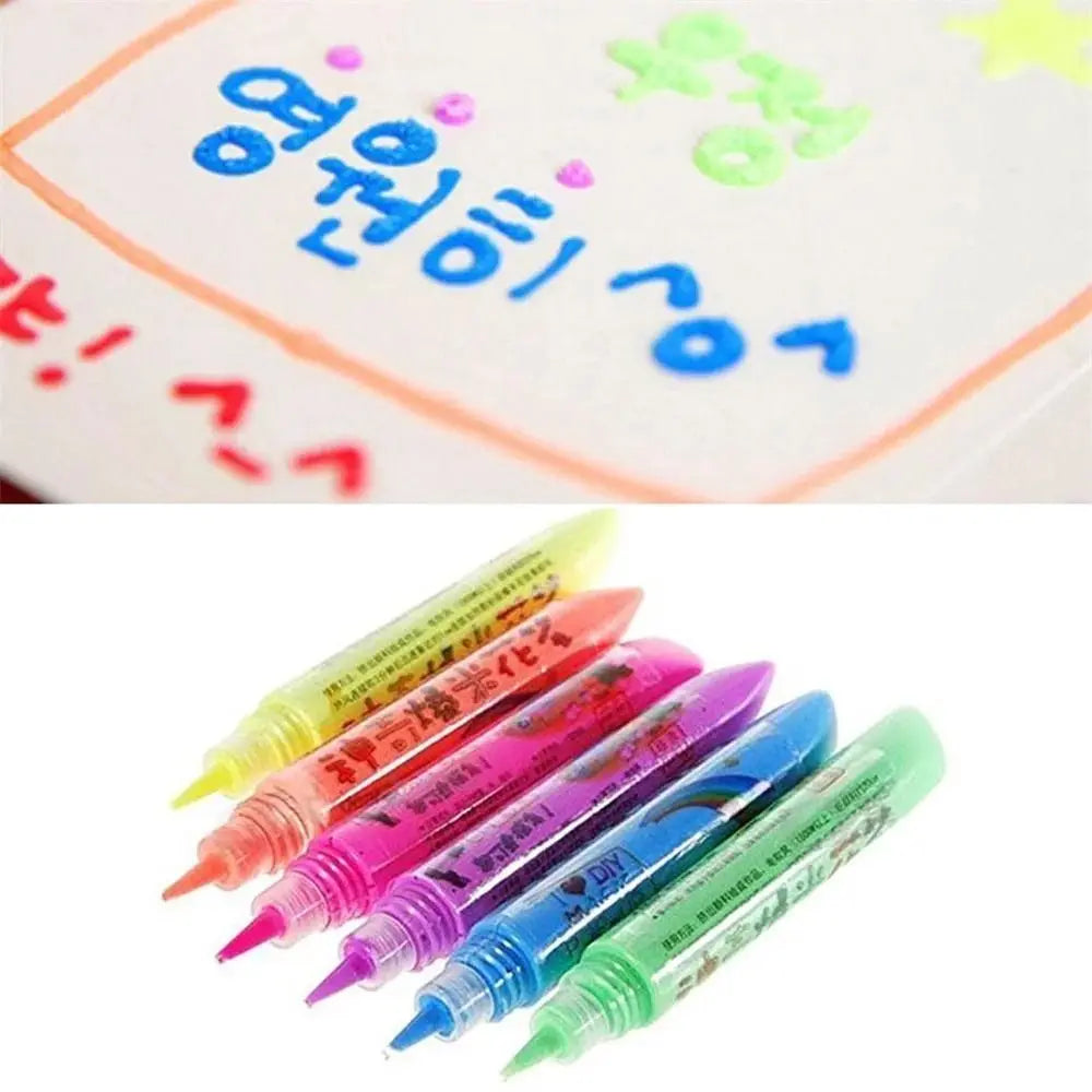 3D Magic Popcorn Pens Puffy Paint Bubble Pen For Greeting Birthday Cards Kids Children 3D Art Pens Kids Gifts School Stationery Oasis Select
