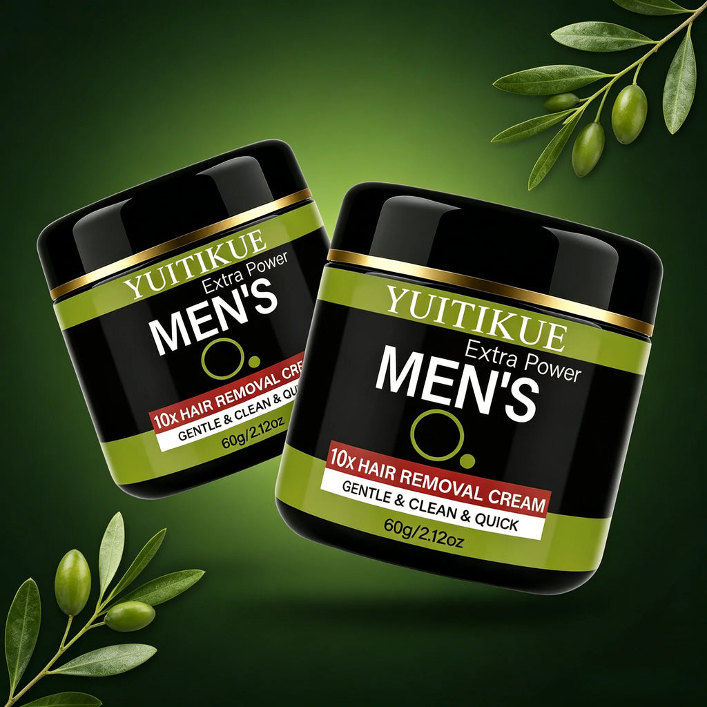 YUITIKUE Extra Power Men's Hair Removal Cream, Mild & Clean, Dissolves Hair Gently, No Irritation for All Skin Types Oasis Select 2pc