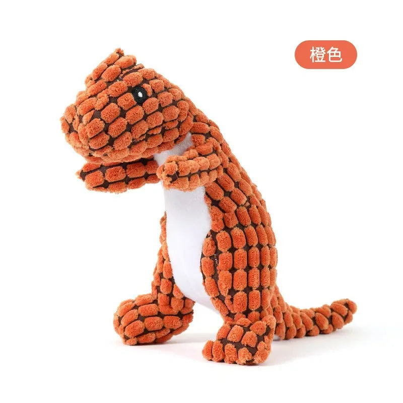 Bite-Resistant Yellow Quack Duck Plush Pet Toy | Baby-Like Sound & Teeth Grinding Design for Dogs & Cats Dog Toys Oasis Select Orange Dinosaur