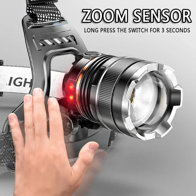 Rechargeable Head Lamp Fishing Powerful LED Headlamp Searching Camping Head Flashlight with Sensor or NO Sensor Use 2*18650 Oasis Select