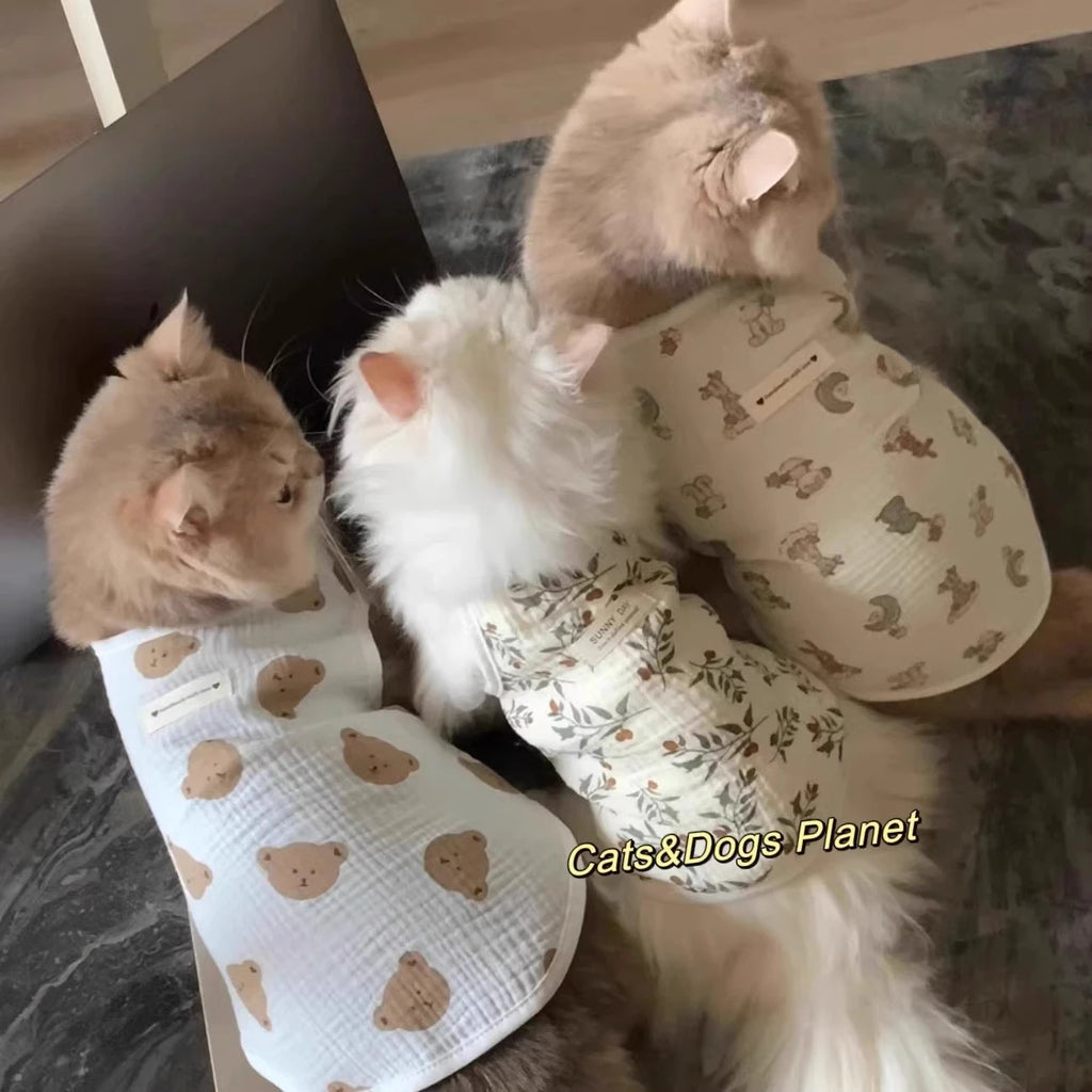 Bear Pet Vest Dog Clothes Cat Solid T-shirt Clothing Dogs Thin Small Fashion Chihuahua Summer Cats Vests Breathable Thin Section Oasis Select