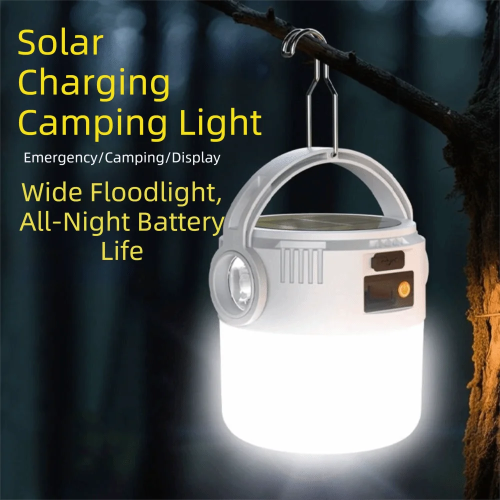 Solar LED Camping Light – IP55 Waterproof, USB Rechargeable