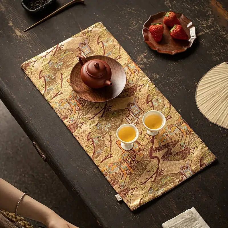 National Trend Tea Mat Nishijin Weaving Tea Heat-resistant Table Mat Dry Brewing Mat Chinese Kung Fu Tea Set Tea Ceremony Oasis Select