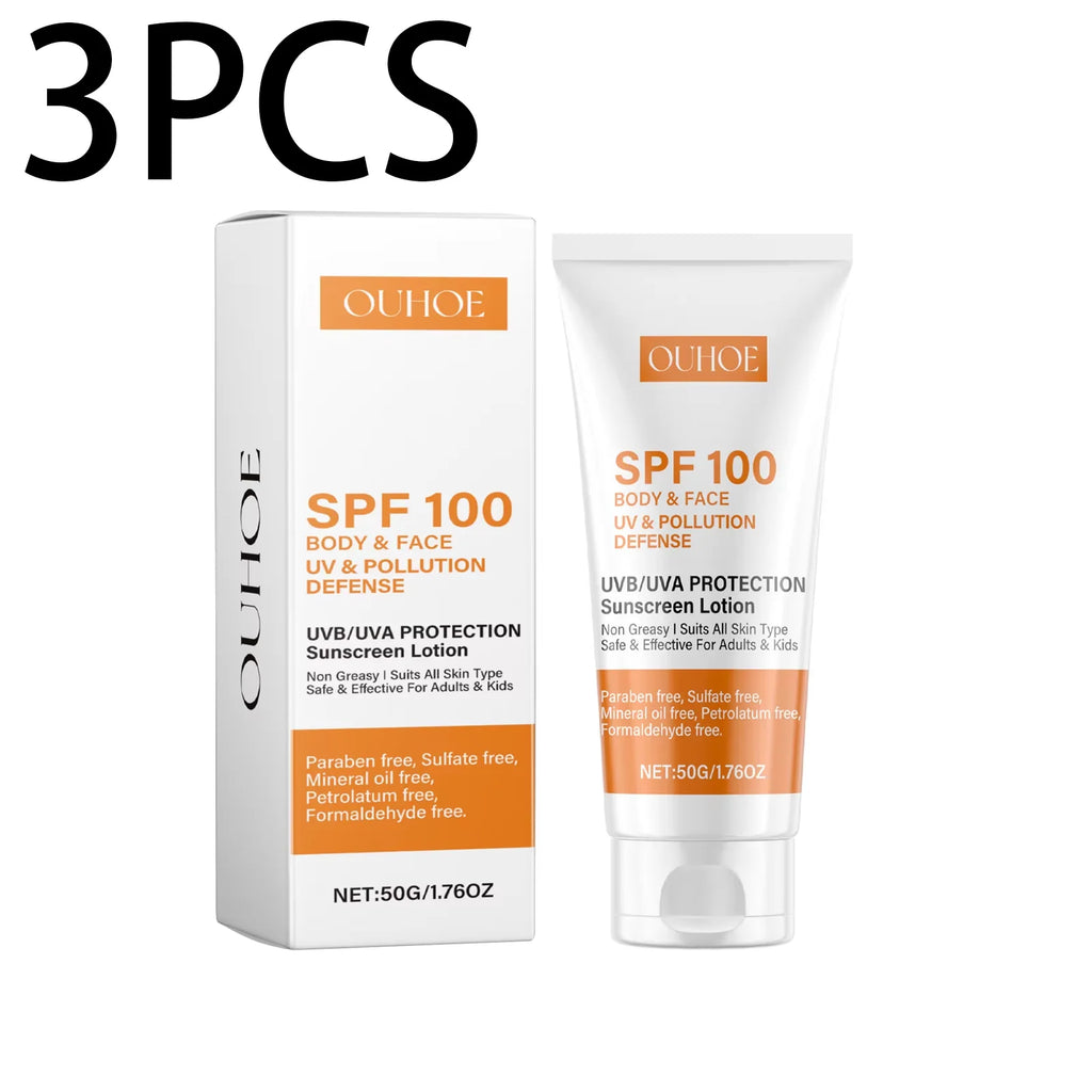 SPF 100+ Face & Body Sunscreen – Non-Greasy UVA/UVB Cream Facial Sunscreen Oasis Select 3boxed