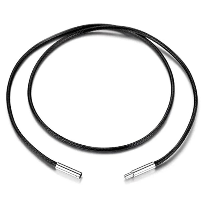1/1.5/2mm Black Waterproof Leather Cord Necklace Braided Wax Rope Chain Sting With Stainless Steel Clasp for Men Women Jewelry Oasis Select