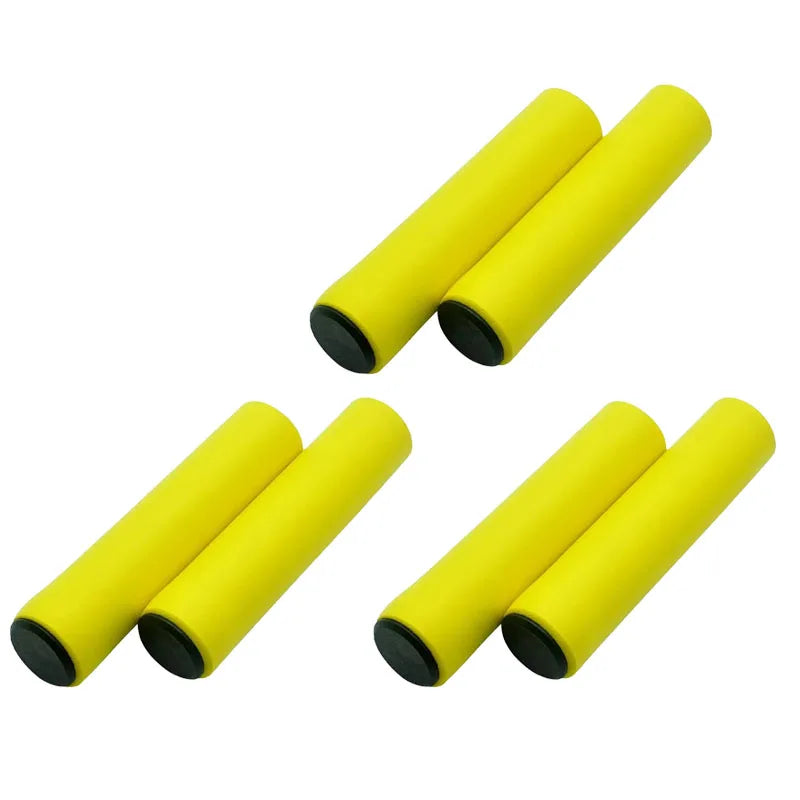 3/2/1Pairs Bicycle Grip Silicone Sponge Soft MTB Mountain Bike Handlebar Cover Anti Slip Shock-Absorbing Scooter Grip Oasis Select 3pair yellow