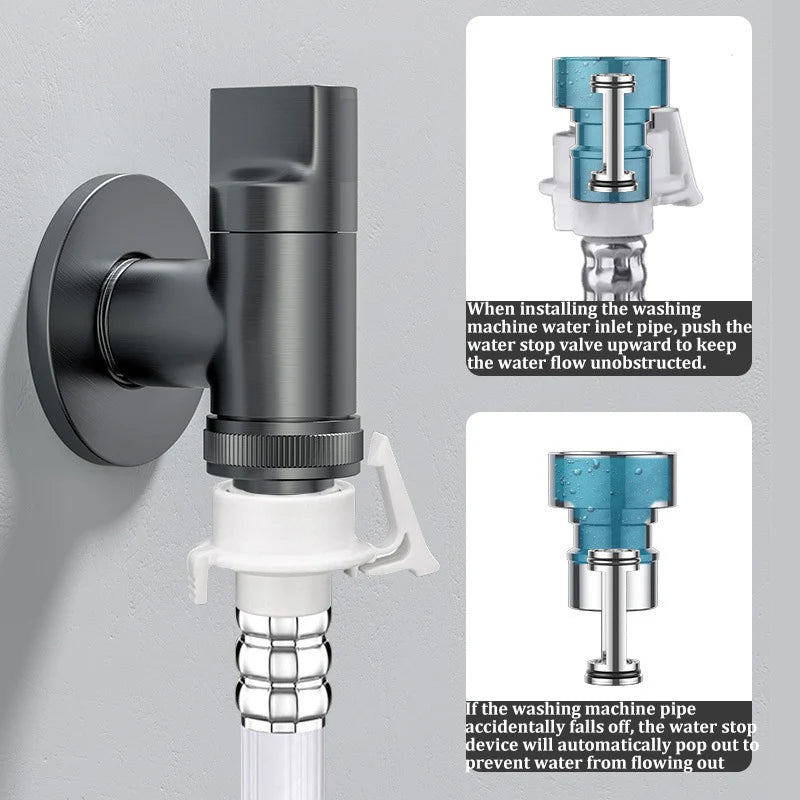 Automatic Water Stop Valve | All-Copper Washing Machine Faucet