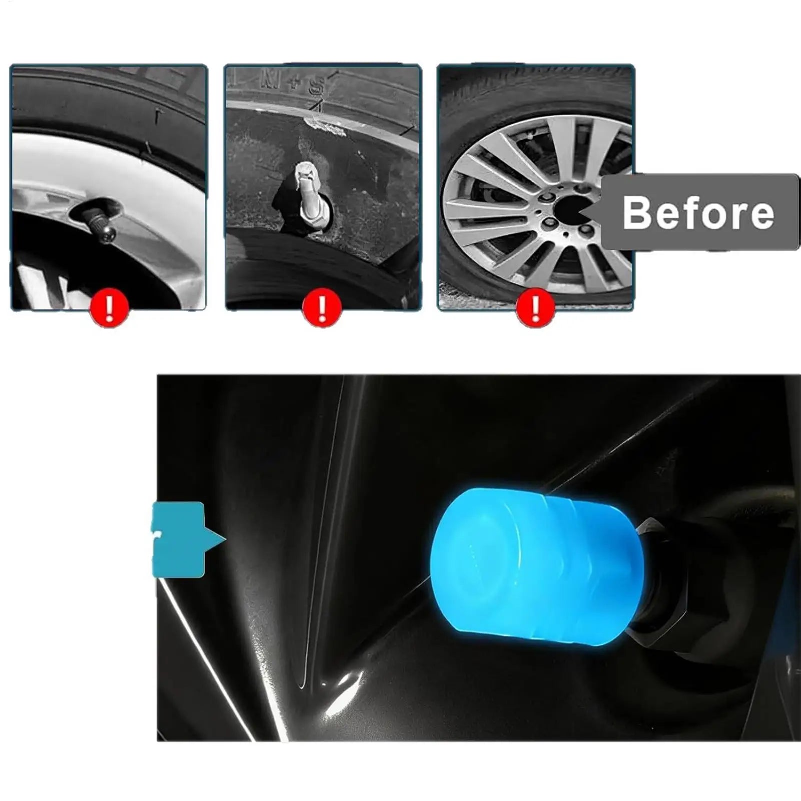 Fluorescent Night Glowing Valve Caps Luminous Valve Caps Night Glowing Decor Motorcycle Bicycle Wheel Hub Valve Stem Cap Oasis Select