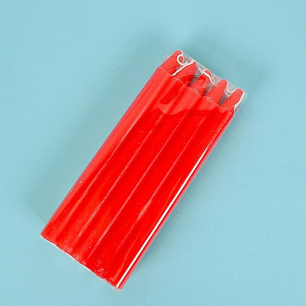 Survival Candles 10X Natural Wax Unscented Candle Red/White Survival Supplies Short Taper Candles for Wedding Blessing Home Oasis Select
