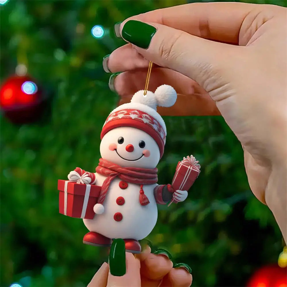 8cm Pink Snowman Hanging Pendants Christmas Decorations Xmas Tree Pink 2D Acrylic Ornaments Home Holiday Decoracion 2025 Navidad Oasis Select 01