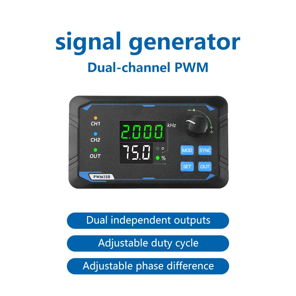 DC 5-24V Dual Signal Generator Square Pulse Wave Frequency Meter 1Hz-150kHz Output PWM150 for Electrician Tool Oasis Select