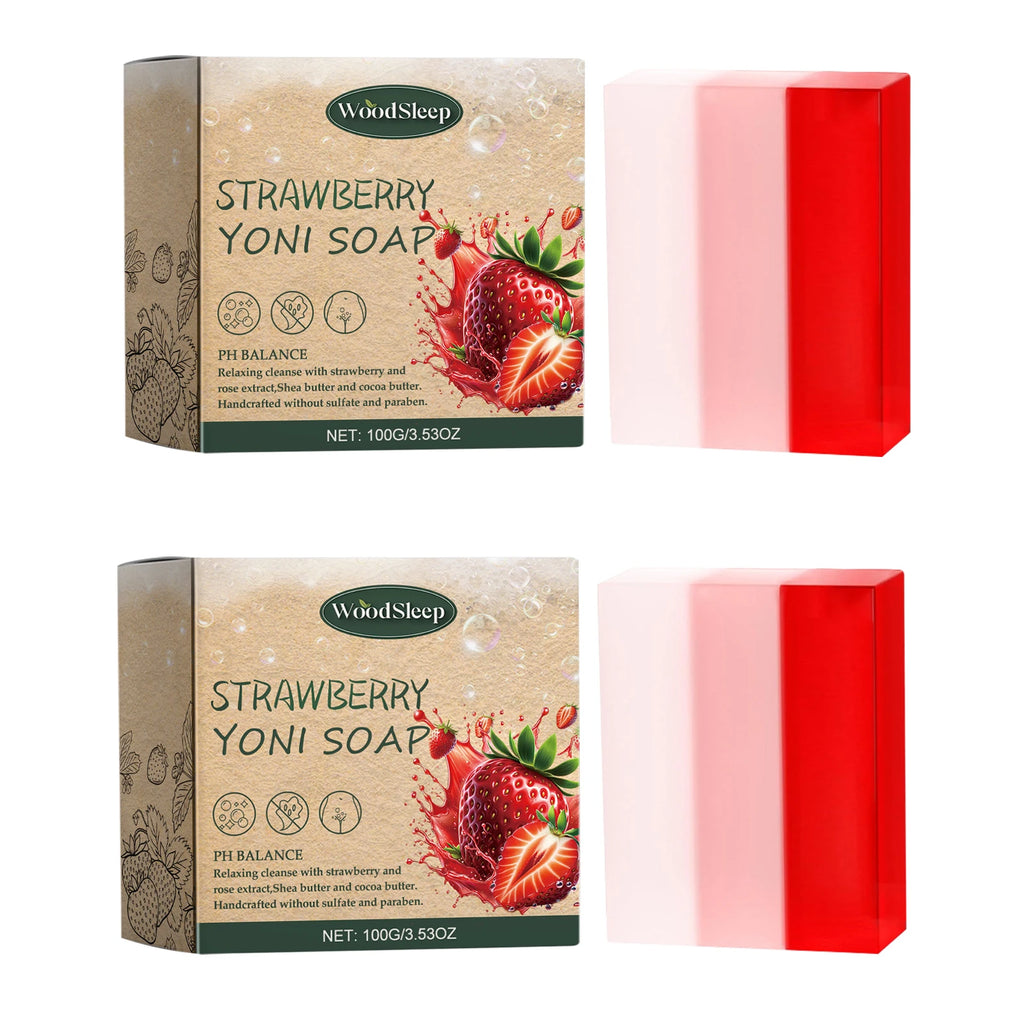 Female Wash Soap Yoni Bar Soap for Women Ph Balance Strawberry Remove Odor Deep Cleaning Moisturizing Private Parts Products Oasis Select 2 X 100g boxed