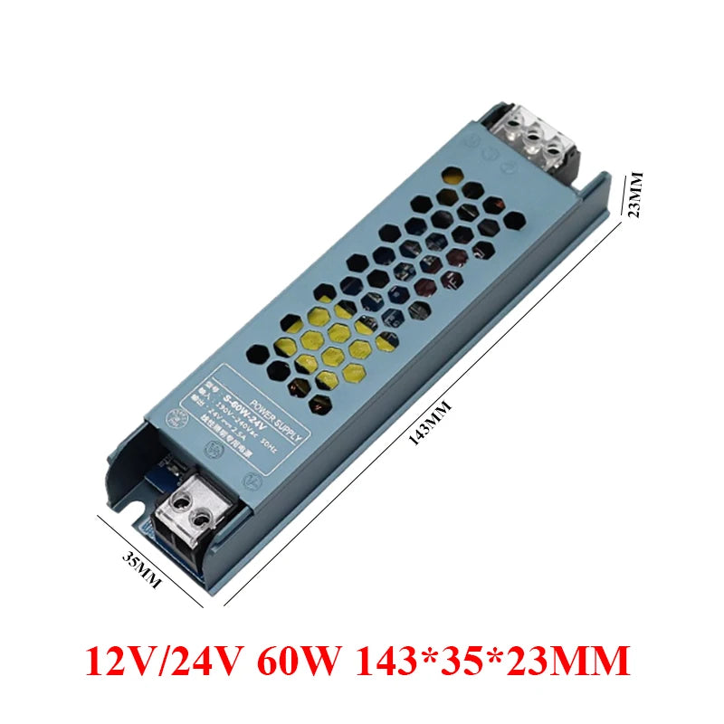 Power Supply 12V 24V Transformer AC 220V TO DC 24V 12V 60W 100W 150W 200W 300W 400W Ultra Thin Power Supply For LED Strips Lamp Oasis Select 60W AC175V-265V 24V