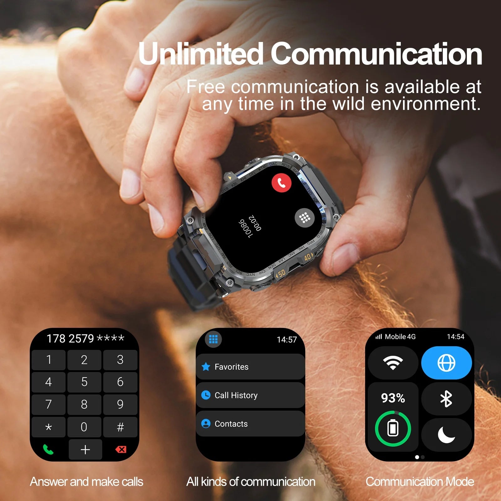 5G Smartwatch 2.06inch Larger Amoled Screen Android 10.0 Smart Watch With 180° Rotary Camera Flashlight NFC WIFI SIM Card Slot Oasis Select