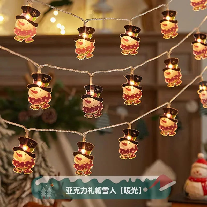 Christmas LED Color Light Strings Snowman Elders Christmas Tree Decorative Lights Scene Party Pendants Ambient Lights Oasis Select Top Hat Snowman solar 12m100light