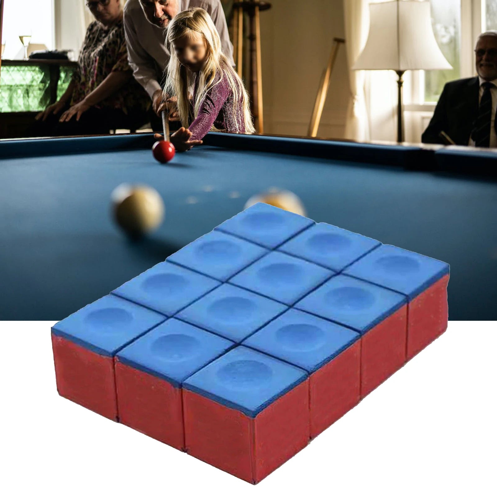 12pcs Pool Cue Chalk Cubes For Pool Billiards Snooker Cue 23*23*22.6mm For Table Billiards Club Replacement Accessories Oasis Select Default Title