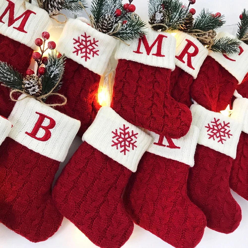 Xmas Socks Christmas Stocking High Capacity Decorations Red White 2022 Christmas Decorations Socks Merry Christmas Oasis Select