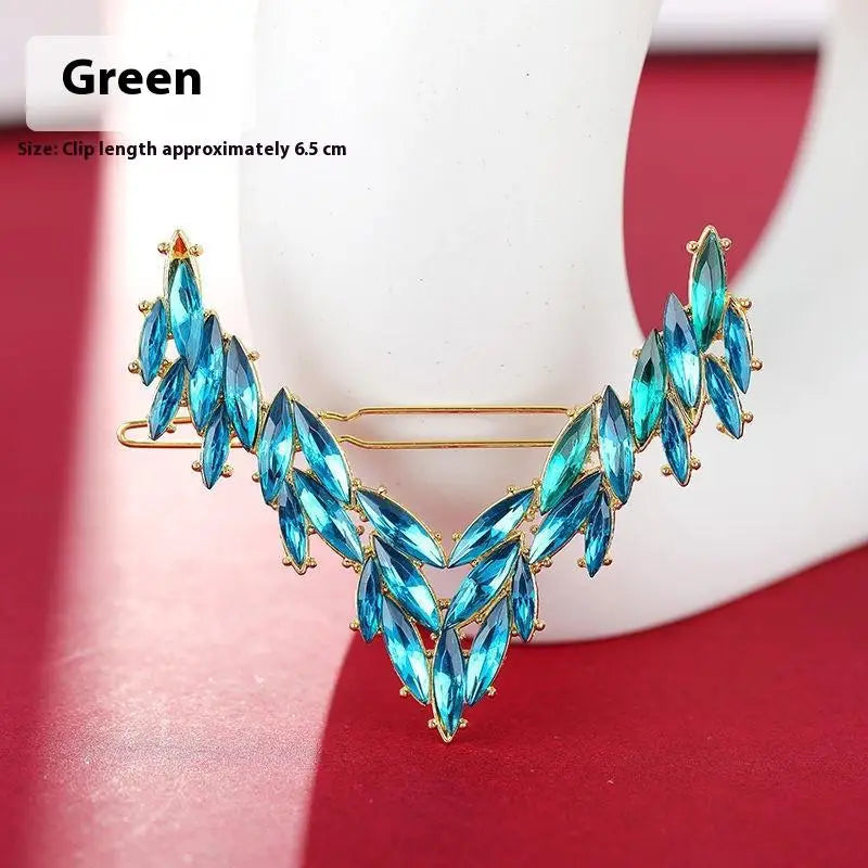 Korean V-Shape Crystal Hair Clip – Luxury Rhinestone Hairpin Crystal Hair Clip Oasis Select A5