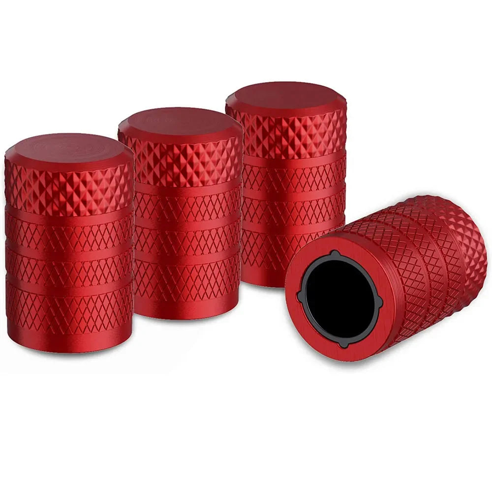 Tire Valve Stem Caps 4pcs Aluminum Tire Valve Cap Set Corrosion Resistant Stem Covers for Cars Trucks Motorcycles SUVs and Bikes Oasis Select Red