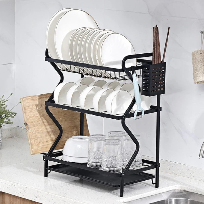 Kitchen Drain Bowl Holder Tableware Water Filter Shelf Household Plates Dish Cutlery Storage Box Oasis Select