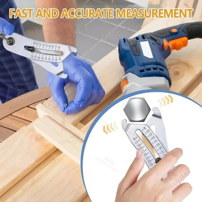 Portable Bolt Size Finder Keychain Nut Bolt Gauge Tool Stainless Steel Head Size Catcher for Mechanics DIY and Industrial Use Oasis Select