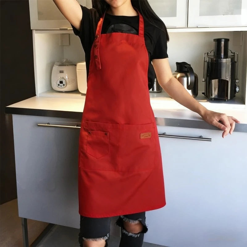 Chef Waiter Cafe Shop Waiter Pure Color Cooking Kitchen Apron For Woman BBQ Hairdresser Aprons Bibs Kitchen Accessory Oasis Select burgundy