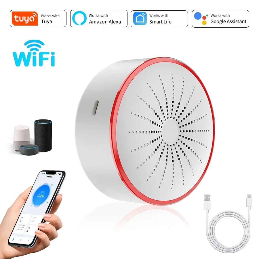 Tuya WiFi Zigbee Smart Siren Alarm 100dB – Alexa Compatible Smart Siren Alarm Oasis Select WiFi