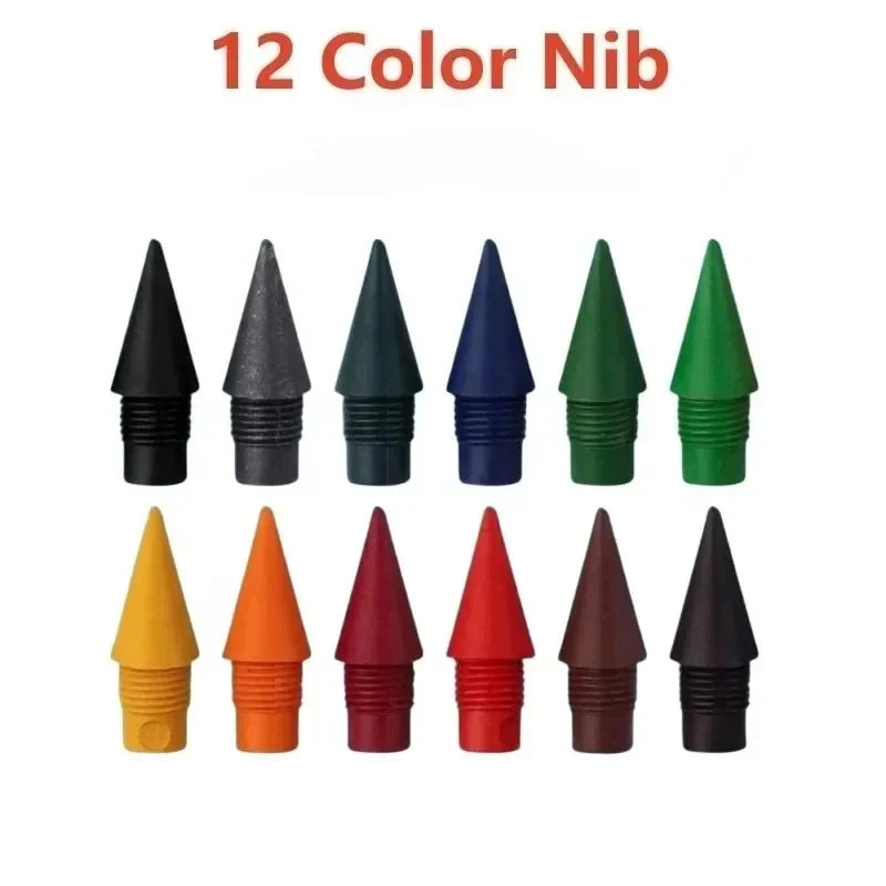 1/2set Kawaii 12 Colors Eternal Pencil No Ink Unlimited Pencils School Kids Art Painting Color Sketch Writing Stationery Oasis Select