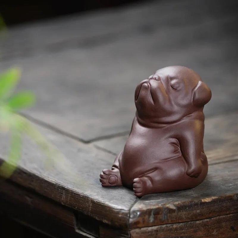 Zisha Tea Pet Dog Small Ornament Zodiac Lazy Dog Sculpture Tea Pet Accessories Craft Decoration Oasis Select